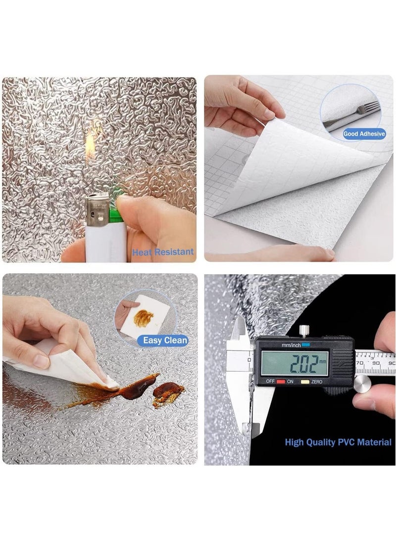 Kitchen Backsplash Wallpaper Stickers, Kitchen Stickers Self Adhesive Kitchen Aluminum Foil Stickers Oil Proof Waterproof Kitchen Stove Sticker (15.7X394 Inches) - Image 5